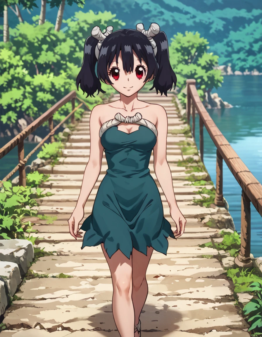 score_9, score_8_up, score_7_up, DrStone_Ruby, walking, mid-step, relaxed, soft smile