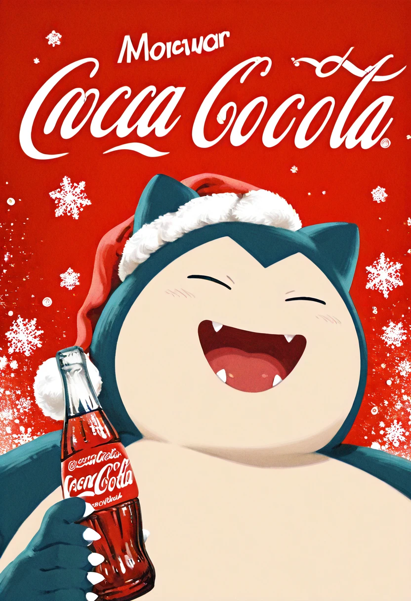 masterpiece, best quality, solo, zzSnorlax, , <lora:SnorlaxPokedex_IXL:1.0>, ,smile, open mouth, upper body, :3, CocaColaSanta, solo, holding, bottle, red background, <lora:CocaColaSantaIXL_v2:1.0>,
