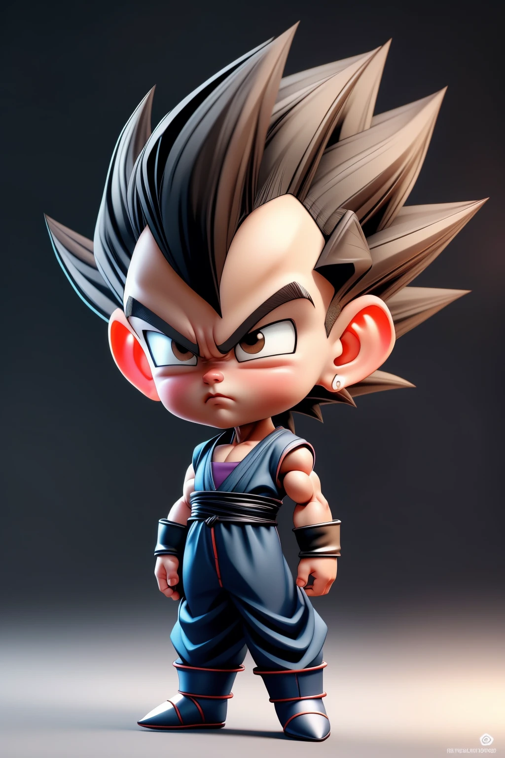 <lora:dbz_vegeta:0.3>, vegeta. chibi style, short legs, short feet, short hands, top-heavy, mini body, small body, big head, big head doll, chibi, tiny human being, minimesdfinal, 1boy minime, 1boy, solo, looking at viewer, <lora:MiniMeSDFINAL:0.5>. detailed hair strands, detailed iris.<lora:OverallDetail:1><lora:OverallDetail:1><lora:OverallDetail:1>