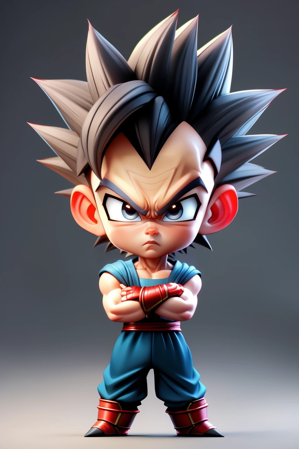 princevegeta, <lora:princevegeta:0.1>, black hair, gloves, tail, male focus, white gloves, armor, muscular, crossed arms, spiked hair, saiyan armor, vegeta. chibi style, short legs, short feet, short hands, top-heavy, mini body, small body, big head, big head doll, chibi, tiny human being, minimesdfinal, 1boy minime, 1boy, solo, looking at viewer, <lora:MiniMeSDFINAL:0.5>. detailed hair strands, detailed iris. <lora:OverallDetail:1><lora:OverallDetail:1><lora:OverallDetail:1><lora:OverallDetail:1>