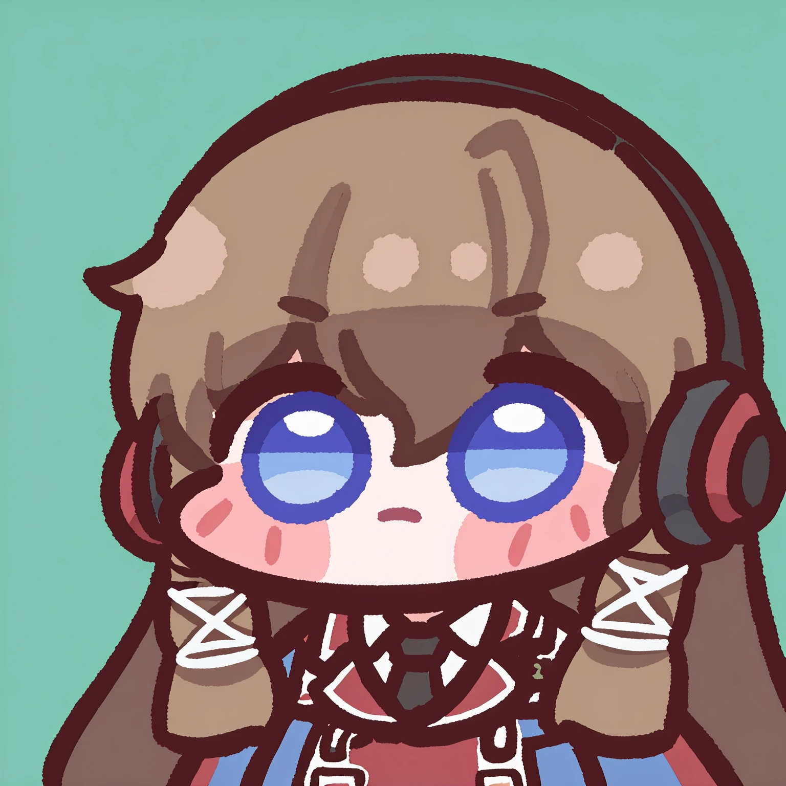 newest, chibi, upper body, solo, 1girl, long hair, brown hair, hair ribbon, tress ribbon, white ribbon, headphones, blue eyes, military uniform, two-tone jacket, blue jacket, red jacket, long sleeves, white shirt, collared shirt, black necktie, simple background
<segment:yolo-Anzhc Face seg 640 v3 y11n.pt,0.4,0.5//cid=11>