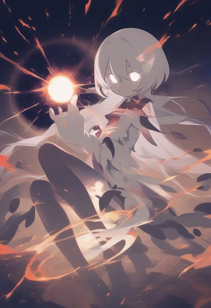 snwdctl, 1girl, white eyes, no pupils, glowing eyes, cosmic body, casting spell, holding black hole