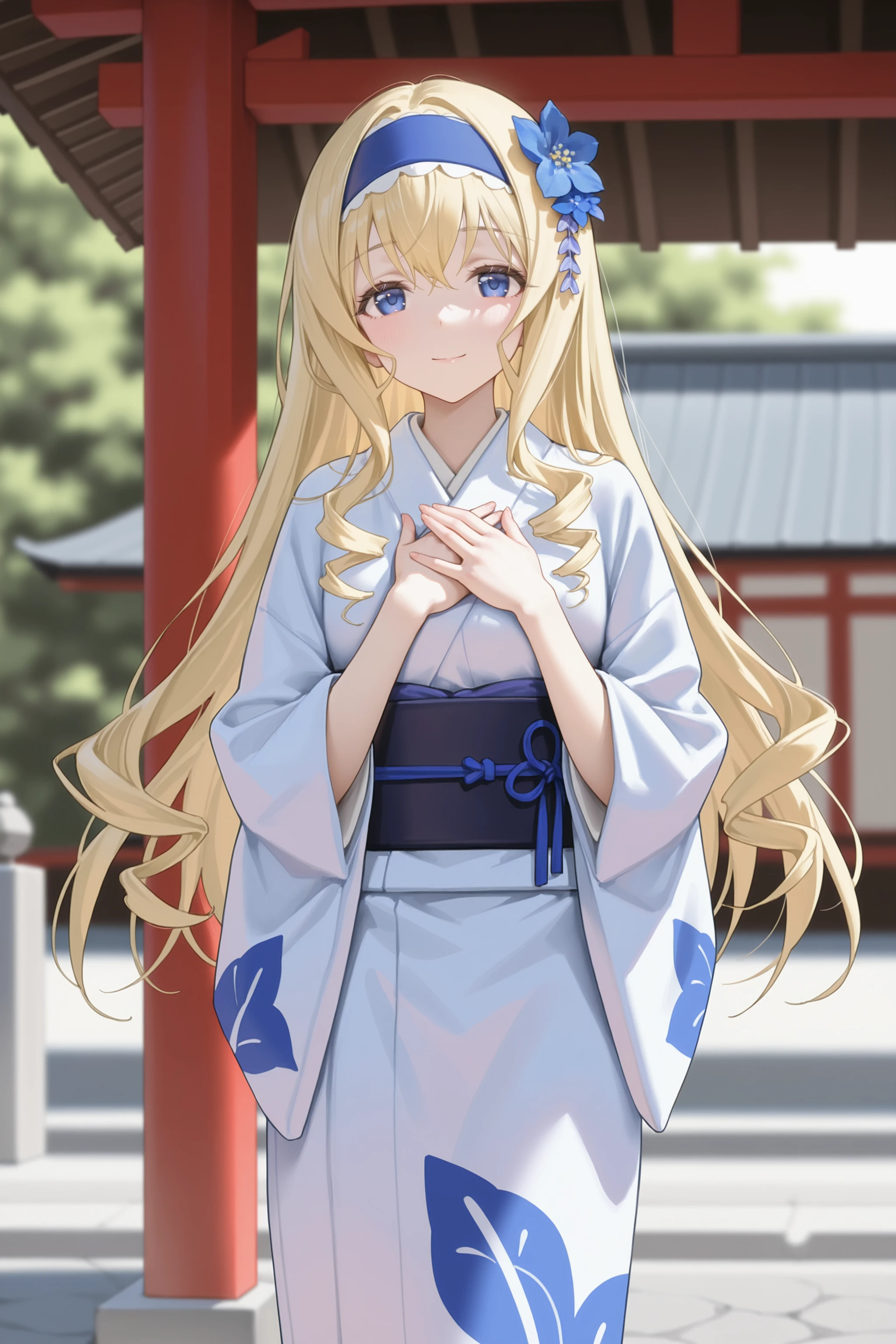 1girl, cecilia alcott, blue hairband, solo, kimono, hair flower, obi, sash, tabi, standing, cowboy shot, hands on own chest, light smile, east asian architecture, outdoors, blurry background, masterpiece <lora:Char-IS-Cecilia-V1-IL:0.9:hr=0.6>, (fkey:0.5), (fuzichoco:0.6), ningen mame, sho lwlw, (rhasta:0.9), (wlop:0.7), (ke-ta:0.6), chen bin, (hyouuma:0.8)
masterpiece, best quality, amazing quality, very aesthetic, absurdres, newest, (scenery, volumetric lighting)