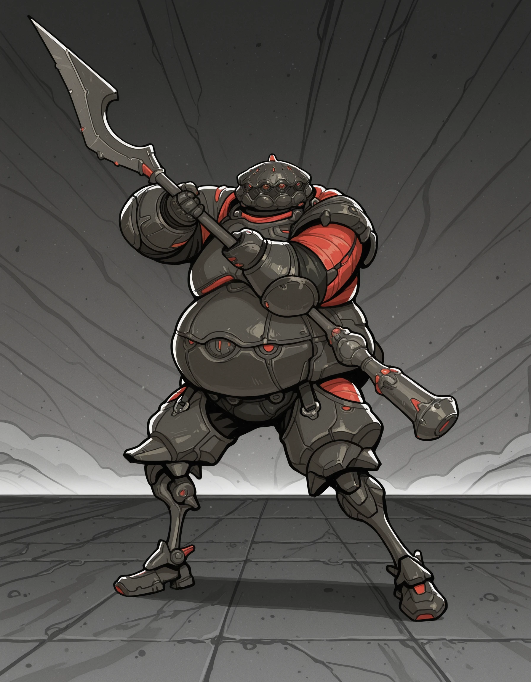 solo, robot, weapon, 1boy, armor, male focus, holding, kuva, dynamic pose <lora:Kuva_Guardian_warframeIIIustriousComission_LoRA:0.8>, <lora:bobo_style:0.8> bobo style. pastel colors