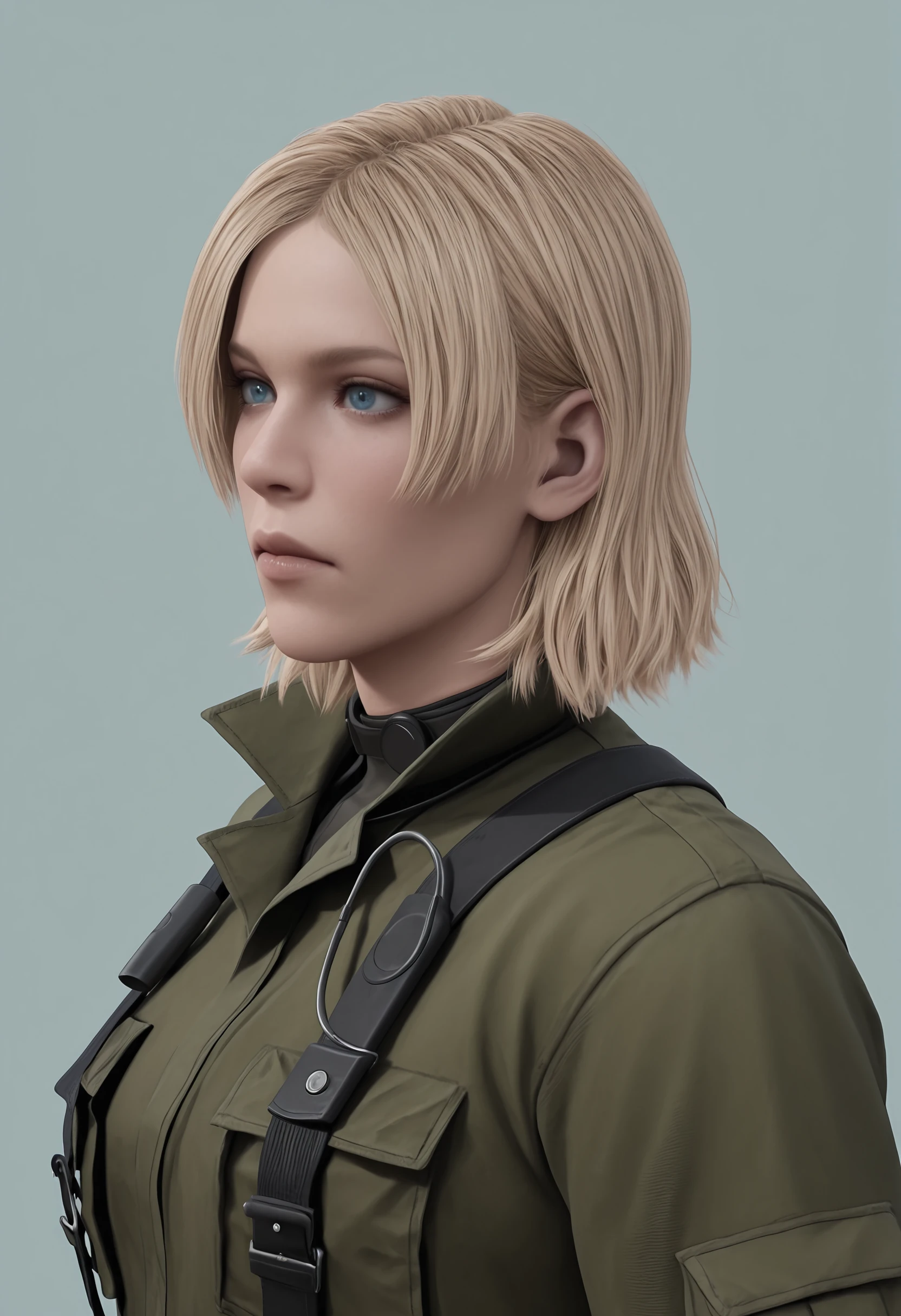 masterpiece, best quality, amazing quality, very aesthetic, absurdres, newest,  <lora:TheBossILf:1> thbilf, blonde hair, blue eyes, military uniform, upper body,
 light blue background, simple background,