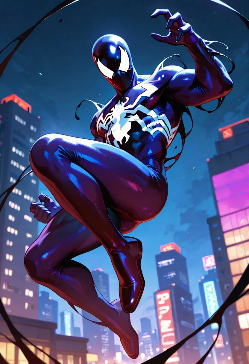 symbioteWOS_spiderman, symbiote, , purplesuit, mask, spiderprint, whiteprint, muscular, 1boy, solo,
front view, superhero pose, jumping,
4k, best quality, highly detailed, lights details, high resolution, high quality, perfect quality
masterpiece, best quality, amazing quality, very aesthetic, highres, absurdres
night, city,
4k, best quality, highly detailed, lights details, high resolution, high quality, perfect quality, vivid color, vibrant, highly detailed,