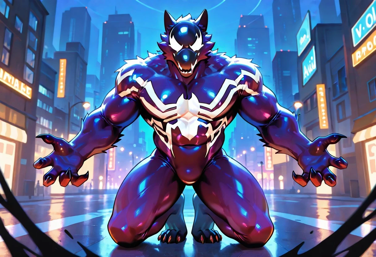 symbioteWOS_spiderman, symbiote, bodysuit, purplesuit, mask, spiderprint, whiteprint, muscular, 1boy, solo,
ArgoIL, solo, male, anthro, wolf, muscular, bara, claws, paws
front view,
4k, best quality, highly detailed, lights details, high resolution, high quality, perfect quality
masterpiece, best quality, amazing quality, very aesthetic, highres, absurdres
night, city,
4k, best quality, highly detailed, lights details, high resolution, high quality, perfect quality, vivid color, vibrant, highly detailed,