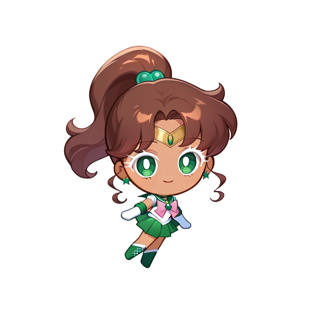 (masterpiece),(best quality),(ultra-detailed),very aesthetic,absurdres, newest,scenery, (white background:1.6), solo, (close-up:1.7)
<lora:Cookie_Run_Kingdom_Splash_Art_style:0.8> chibi, crkspl
light smile
(female focus:1.4), (full body:1.6)
1girl, sailor jupiter, bishoujo senshi sailor moon, brown hair, ponytail, dark skin
looking at viewer
white eyelashes
no nose