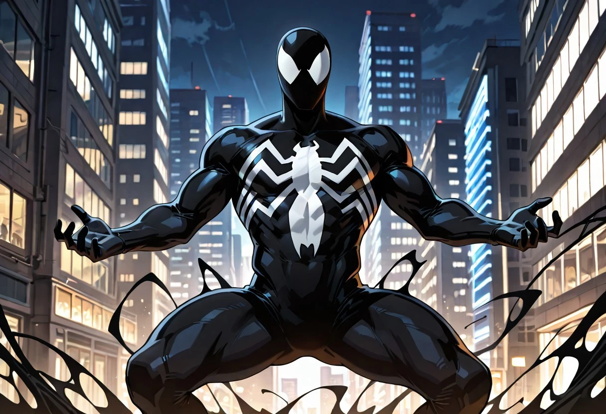 ultimatesymbiote_spiderman/(marvel)/IL, symbiote, , blacksuit, mask, spiderprint, muscular, 1boy, solo,
front view, supergero pose, jumping,
masterpiece, best quality, amazing quality, very aesthetic, highres, absurdres
night, city,
4k, best quality, highly detailed, lights details, high resolution, high quality, perfect quality, vivid color, vibrant, highly detailed,