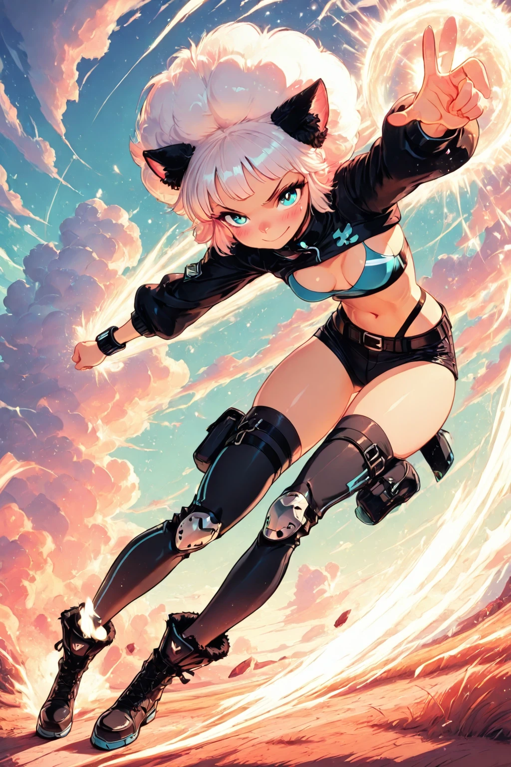 masterpiece, best quality, ultra-detailed, illustration, dynamic composition, 1girl, KarnetFluff, full body,  <lora:KarnetFluff_v1_vL:0.6> <lora:Smooth_Booster_v3:0.5> <lora:Real_hair_for_2D:0.7> <lora:Niji_anime_illustrious:0.5> <lora:Face_Detailed-stable:0.5>