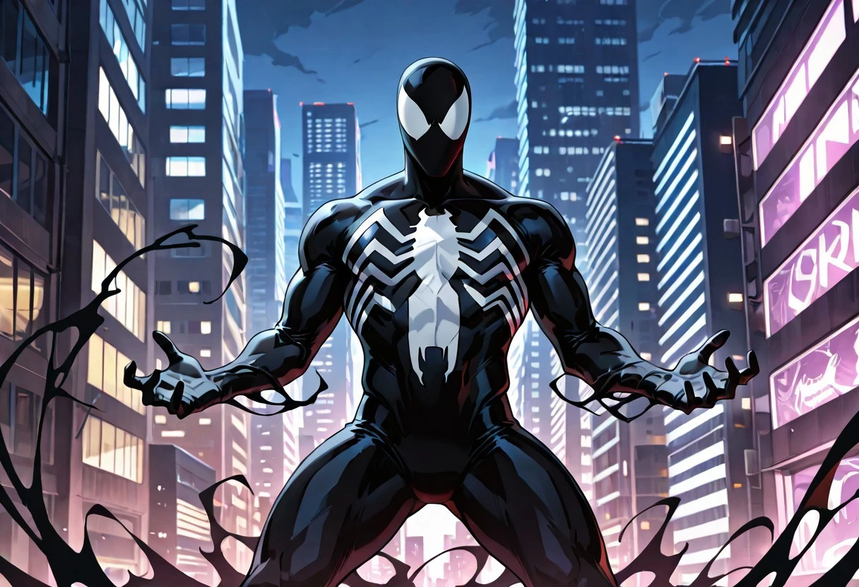 ultimatesymbiote_spiderman/(marvel)/IL, symbiote, , blacksuit, mask, spiderprint, muscular, 1boy, solo,
front view,
masterpiece, best quality, amazing quality, very aesthetic, highres, absurdres
night, city,
4k, best quality, highly detailed, lights details, high resolution, high quality, perfect quality, vivid color, vibrant, highly detailed,