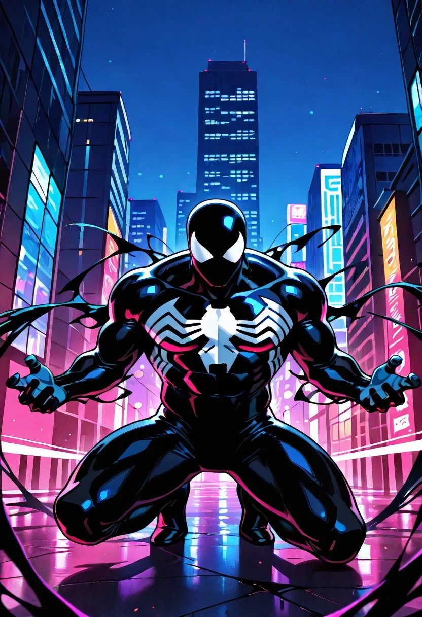 tasspidersymbIL/(marvel)/, symbiote, , blacksuit, mask, spiderprint, whiteprint, muscular, 1boy, solo,
front view, superhero pose,
4k, best quality, highly detailed, lights details, high resolution, high quality, perfect quality
masterpiece, best quality, amazing quality, very aesthetic, highres, absurdres
night, city,
4k, best quality, highly detailed, lights details, high resolution, high quality, perfect quality, vivid color, vibrant, highly detailed,