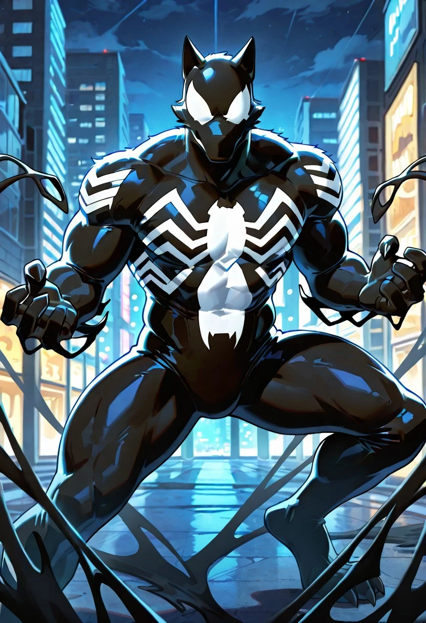 ultimatesymbiote_spiderman/(marvel)/IL, symbiote, bodysuit, blacksuit, mask, spiderprint, muscular, 1boy, solo,
ArgoIL, solo, male, anthro, wolf, muscular, bara, claws, paws,
front view, superhero pose,
masterpiece, best quality, amazing quality, very aesthetic, highres, absurdres
night, city,
4k, best quality, highly detailed, lights details, high resolution, high quality, perfect quality, vivid color, vibrant, highly detailed,