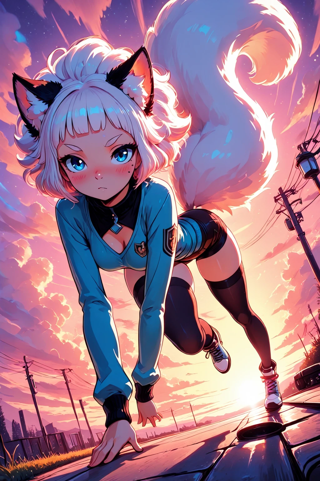 masterpiece, best quality, ultra-detailed, illustration, dynamic composition, 1girl, KarnetFluff, full body,  <lora:KarnetFluff_v1:0.6> <lora:Smooth_Booster_v3:0.5> <lora:Real_hair_for_2D:0.7> <lora:Niji_anime_illustrious:0.5> <lora:Face_Detailed-stable:0.5>