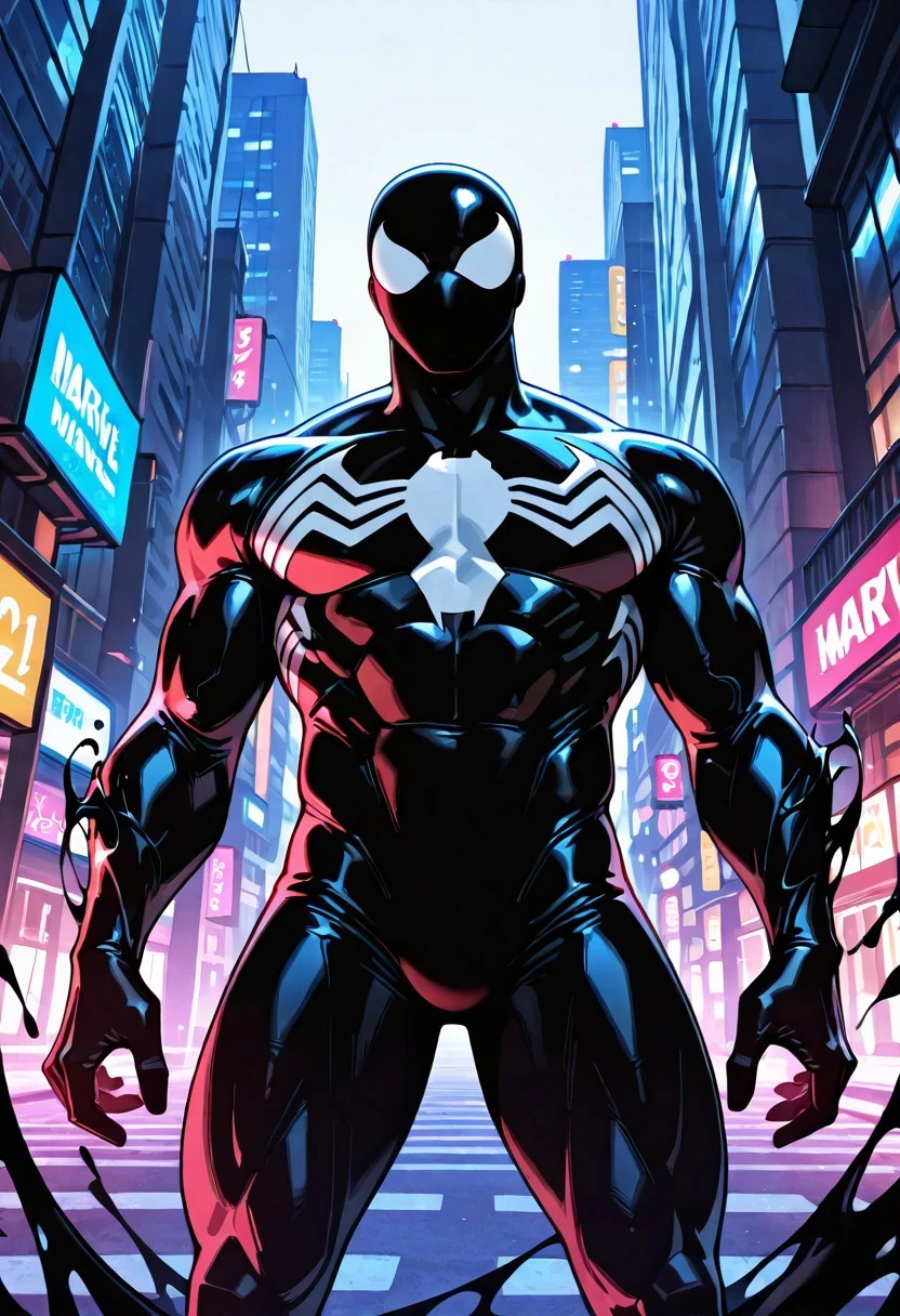 tasspidersymbIL/(marvel)/, symbiote, , blacksuit, mask, spiderprint, whiteprint, muscular, 1boy, solo,
front view,
4k, best quality, highly detailed, lights details, high resolution, high quality, perfect quality
masterpiece, best quality, amazing quality, very aesthetic, highres, absurdres
night, city,
4k, best quality, highly detailed, lights details, high resolution, high quality, perfect quality, vivid color, vibrant, highly detailed,