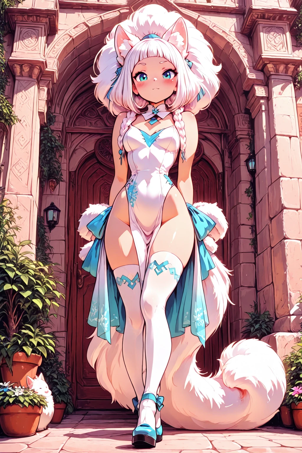 masterpiece, best quality, ultra-detailed, illustration, dynamic composition, 1girl, KarnetFluff, full body,  <lora:KarnetFluff_v1:0.6> <lora:Smooth_Booster_v3:0.5> <lora:Real_hair_for_2D:0.7> <lora:Niji_anime_illustrious:0.5> <lora:Face_Detailed-stable:0.5>