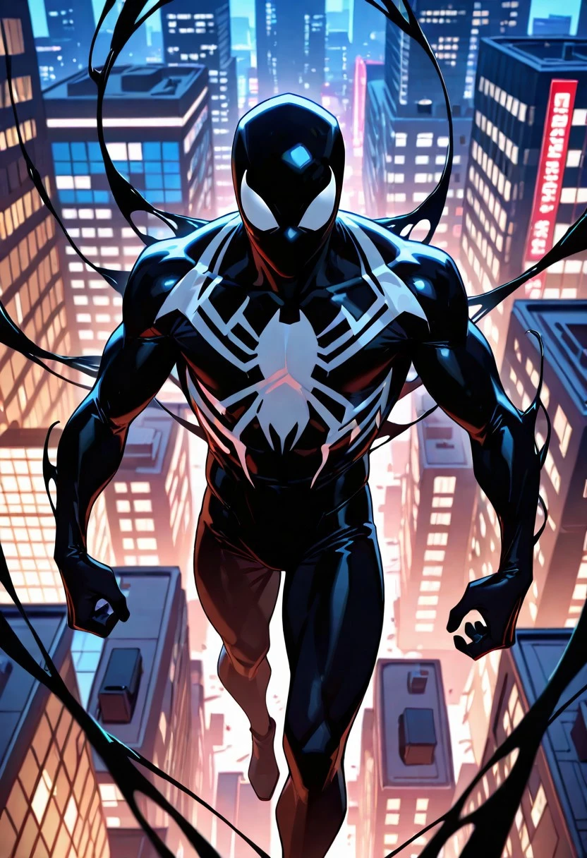 blacksuitspider_2017/(marvel)IL, symbiote, blacksuit, 1boy, solo, muscular, mask, , spiderprint,
front view,
masterpiece, best quality, amazing quality, very aesthetic, highres, absurdres
night city,
4k, best quality, highly detailed, lights details, high resolution, high quality, perfect quality, vivid color, vibrant, highly detailed,