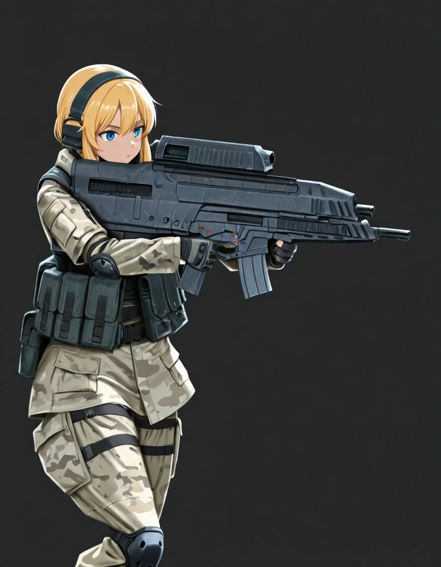 xm29, assault riffle, holding weapon, aiming