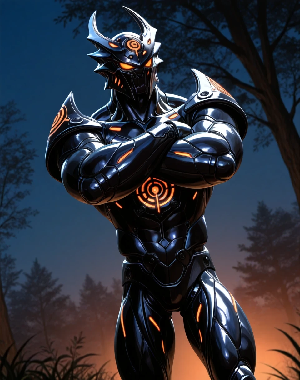 BREAK: very awe, aesthetically pleasing, masterpiece, best quality, absurd details, in'ei, 8k, sharp details, photographic realism,
<lora:BrainiacForces_(Marvel_Comics)_(Illustrious)_(AD):1.35> BrainiacForces, muscular, robot,
exterior, simple anime background, night, nature,
BREAK:
dutch angle, solo, ((dynamic action, dynamic expression, ):1.15), cowboy shot, bent leg, (( arms crossed, ):1.25),
((
overwhelmingly powerful, intimidating, no humans, male focus, complicated detailed robot body, (( )),
large thick body, large arms, large legs, large shoulders,
)),
BREAK: lazypos (4),