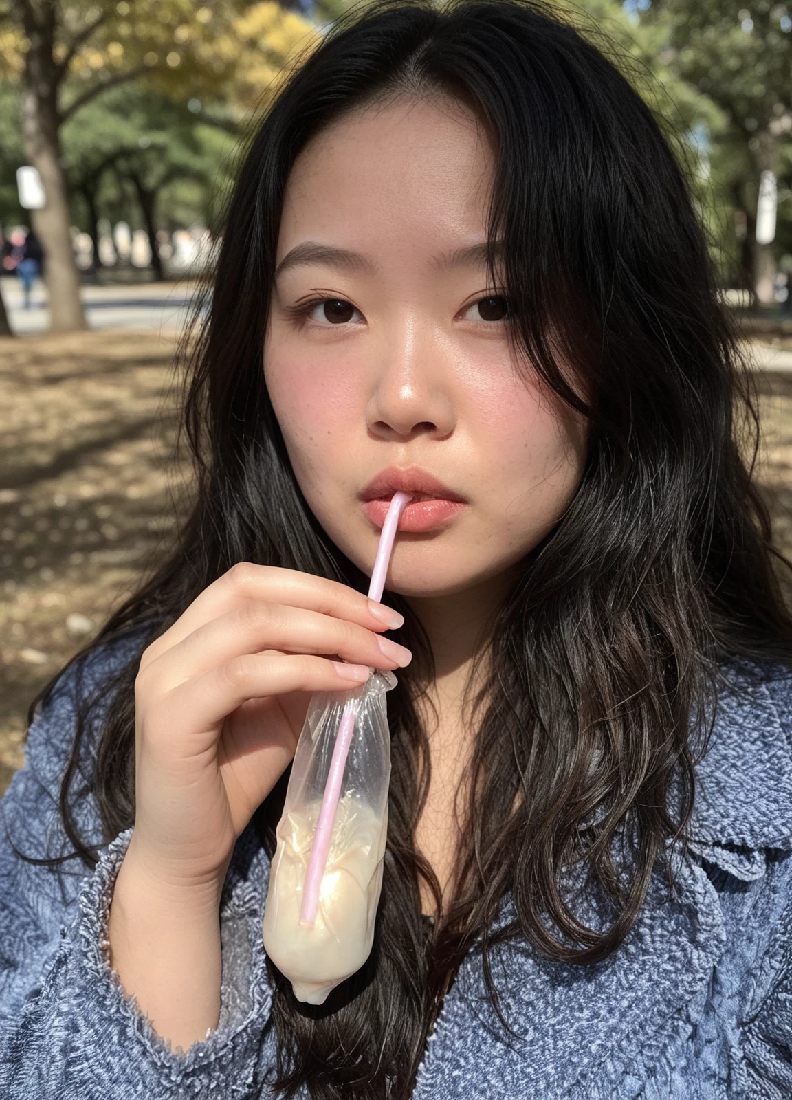 Drinking from ?????? with straw SDXL