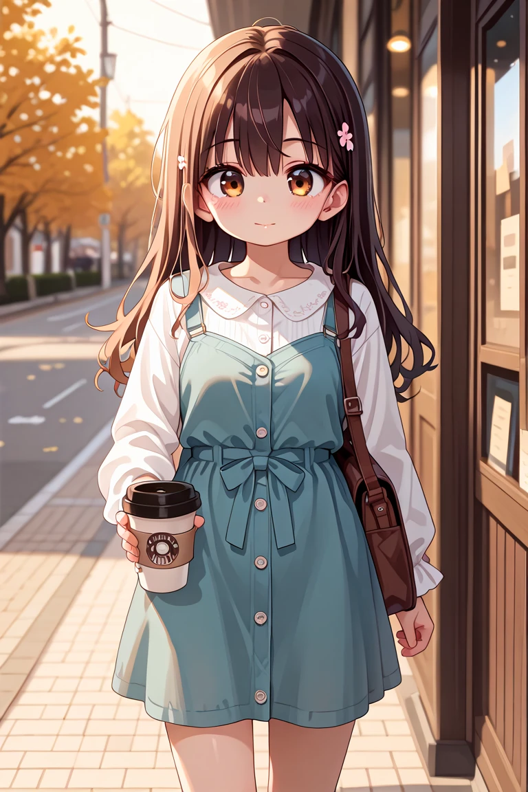 masterpiece, best quality, amazing quality, very aesthetic, absurdres,
cute face, slender, detailed eyes, detailed hair,
1girl, solo,
a candid street photo of a young woman walking with a coffee cup, casual outfit, taken in Tokyo, shallow depth of field, golden hour, natural lighting, unposed