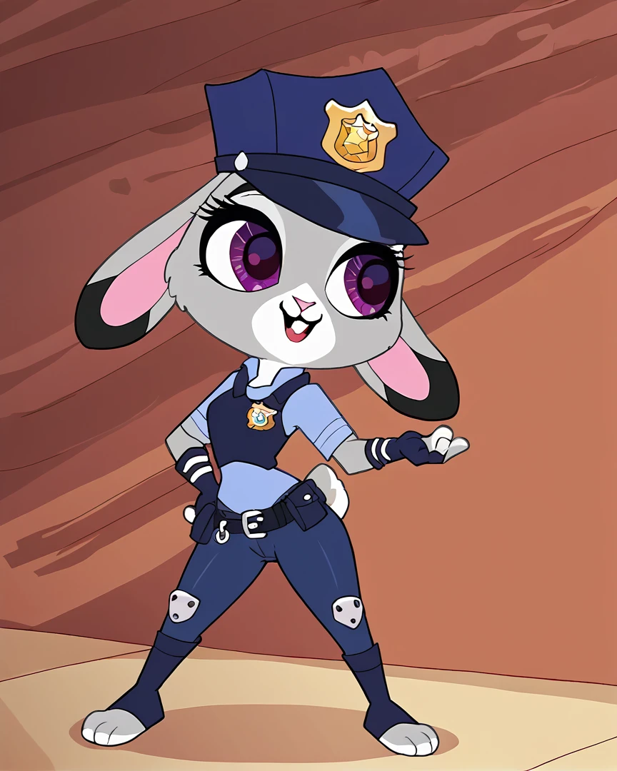 <lora:Littlest_Pet_Shop_2012_Style__Pony:0.9> LPS2012style, score_9, score_8_up, score_7_up, (source_cartoon, style_cartoon), 2d, thin lines, easynegative <lora:judyhoops:0.7> judyhoopsSDXL,1girl,purple eyes,animal ears,tail,belt,rabbit ears,uniform,blue shirt,furry,rabbit,rabbit girl,furry female,toeless legwear,police,police uniform,policewoman,