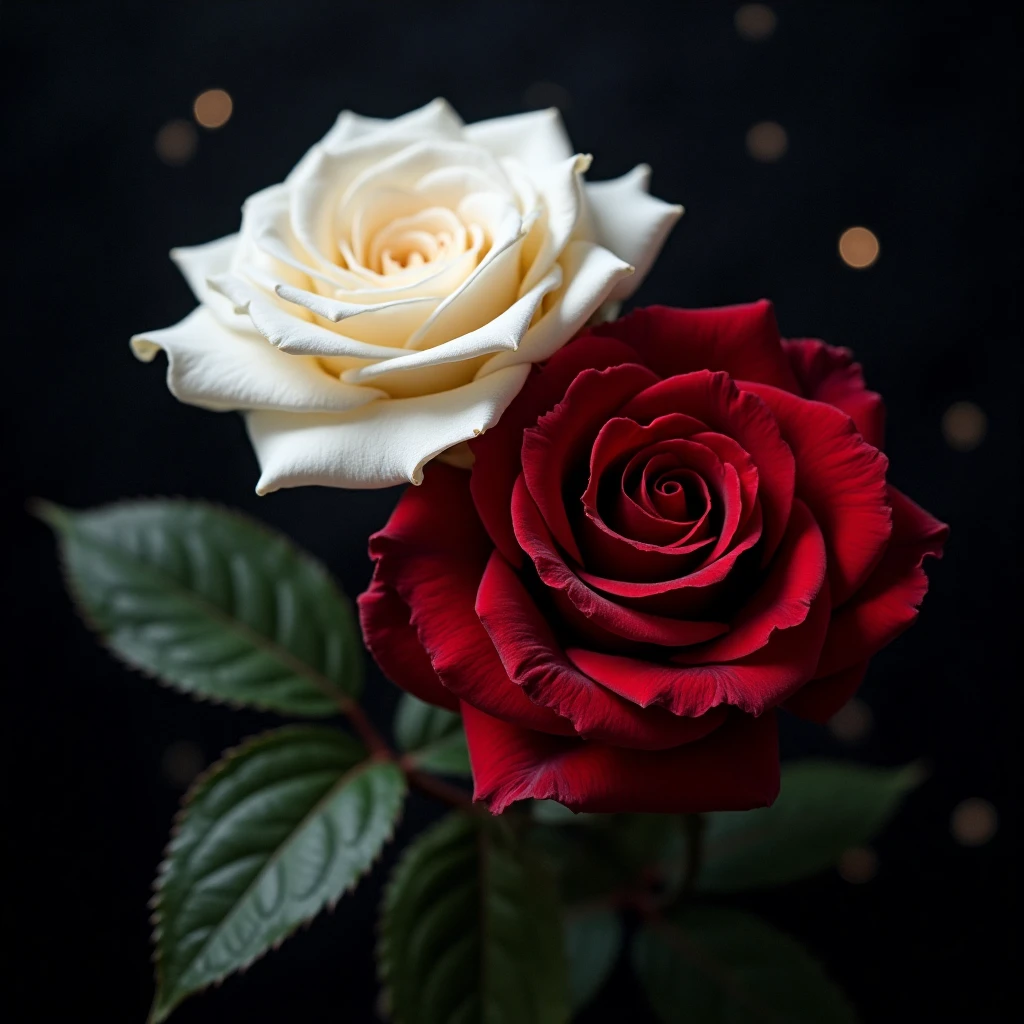 flour darkred rose,flour white rose,Night sky,bouquet