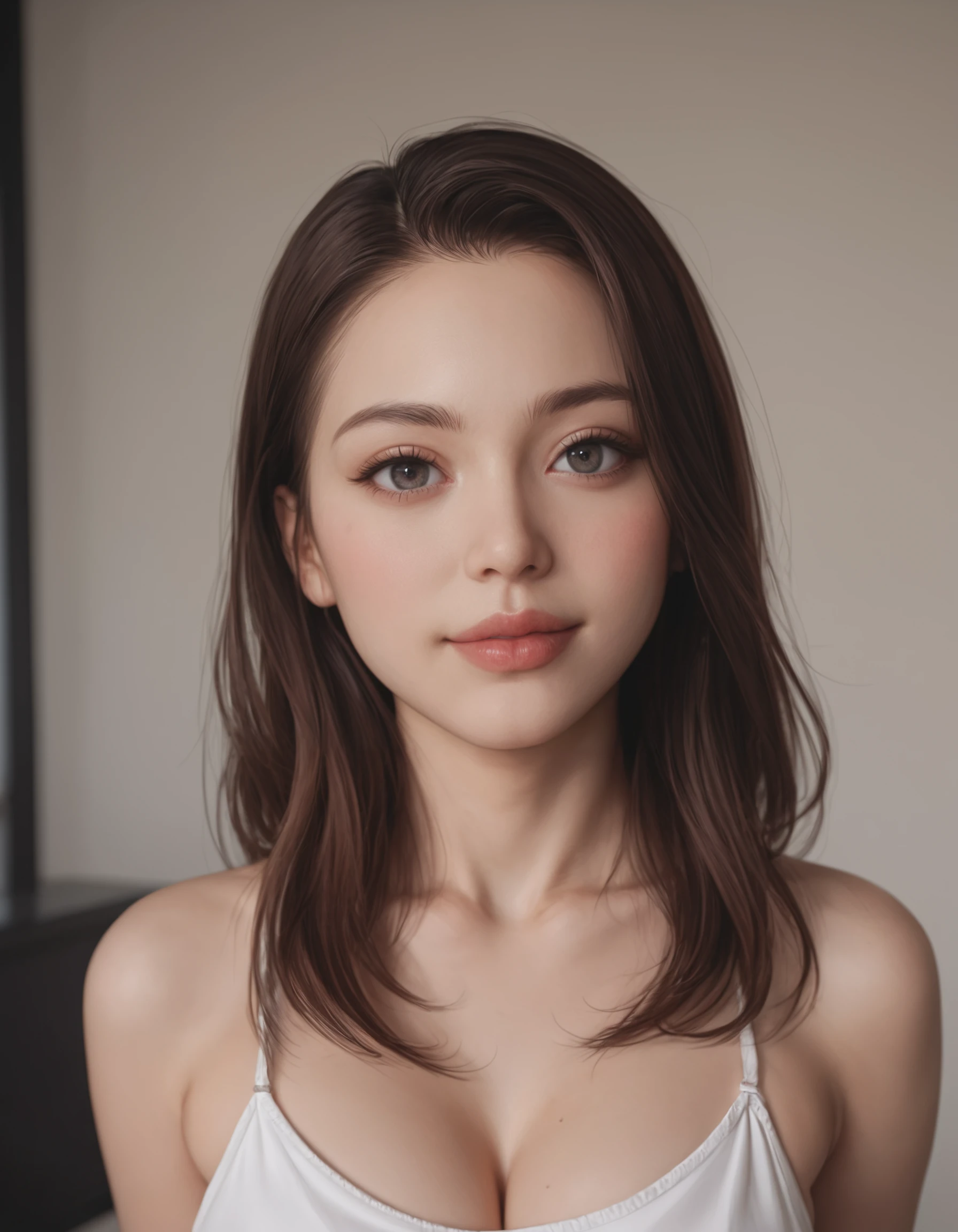 zPDXL3, safe_pos, score_9, score_8_up, source_realistic, rating_explicit, 8k, best quality, masterpiece, expressiveh, intricate details, ultra high res, sharp focus, digital art, cinematic, extremely detailed, cinematic light, photo studio lighting, Unreal Engine, dramatic angle, dynamic camera angle,
unique perspective, unique angle, wide angle, dutch angle, foreshortening, blurred eyes,
1girl, solo, brown hair, long hair, upper body shot, cleavage, seductive smile, japanese,
innocent, extra blush under eyes, big eyes, beautiful detailed eyes, detailed beautiful delicate face, realistic humid skin, detailed skin sexy pose, sensual posture, graceful pose, curvy, scenery