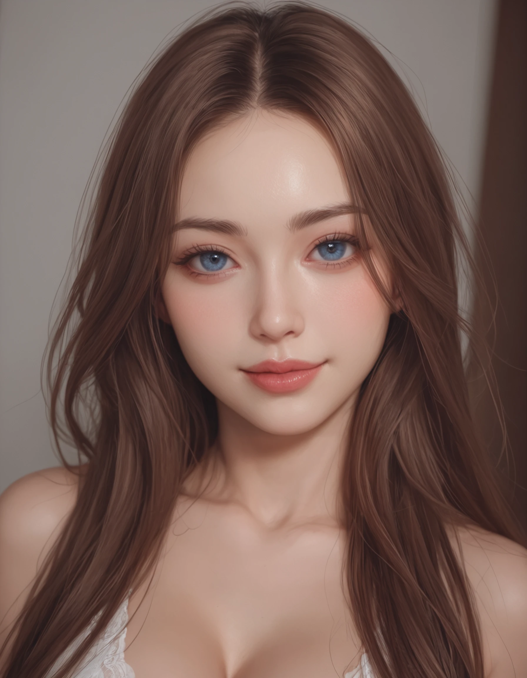 zPDXL3, safe_pos, score_9, score_8_up, source_realistic, rating_explicit, 8k, best quality, masterpiece, expressiveh, intricate details, ultra high res, sharp focus, digital art, cinematic, extremely detailed, cinematic light, photo studio lighting, Unreal Engine, dramatic angle, dynamic camera angle,
unique perspective, unique angle, wide angle, dutch angle, foreshortening, blurred eyes,
1girl, solo, brown hair, long hair, upper body shot, cleavage, seductive smile, japanese,
innocent, extra blush under eyes, big eyes, beautiful detailed eyes, detailed beautiful delicate face, realistic humid skin, detailed skin sexy pose, sensual posture, graceful pose, curvy, scenery