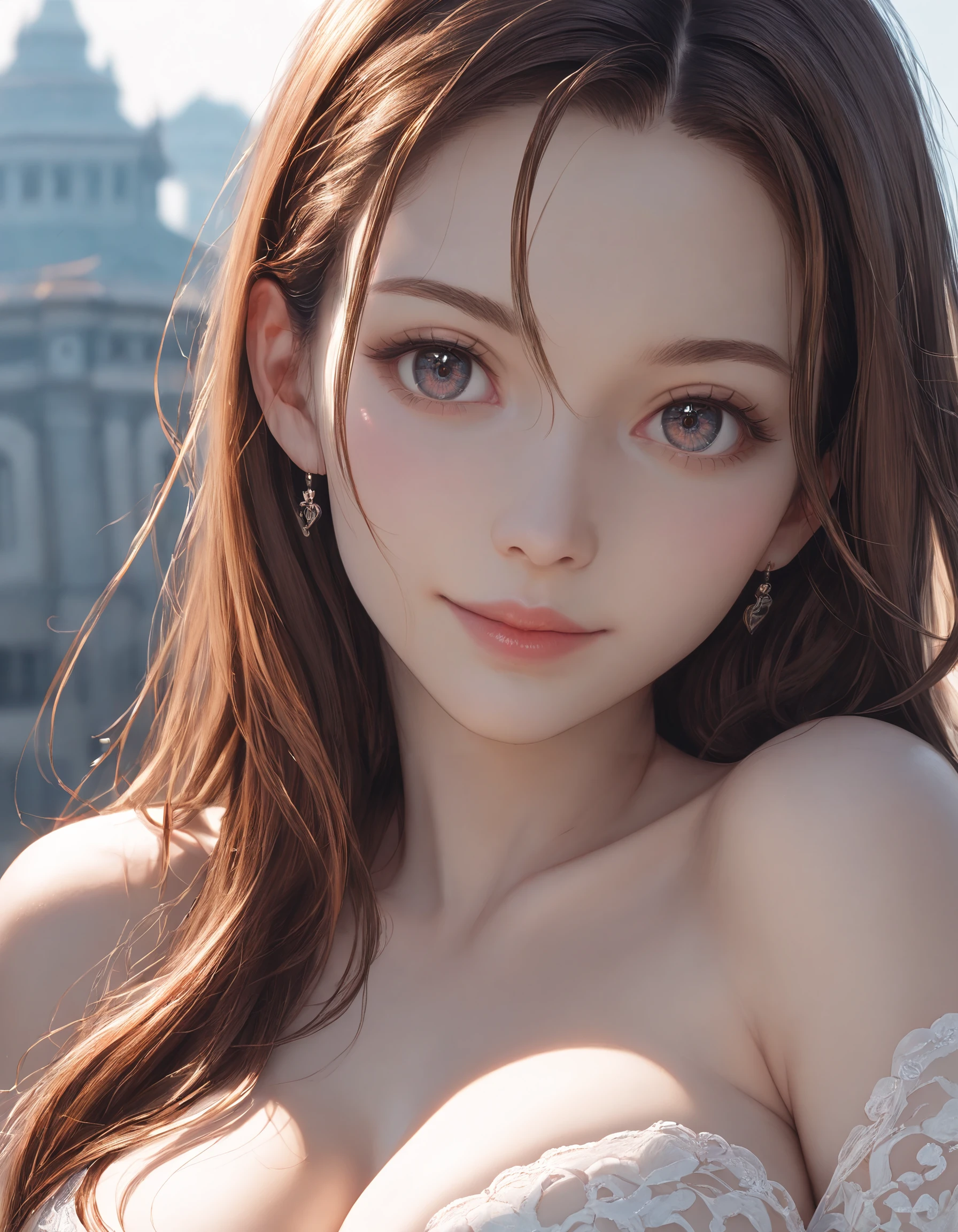 zPDXL3, safe_pos, score_9, score_8_up, source_realistic, rating_explicit, 8k, best quality, masterpiece, expressiveh, intricate details, ultra high res, sharp focus, digital art, cinematic, extremely detailed, cinematic light, photo studio lighting, Unreal Engine, dramatic angle, dynamic camera angle,
unique perspective, unique angle, wide angle, dutch angle, foreshortening, blurred eyes,
1girl, solo, brown hair, long hair, upper body shot, cleavage, seductive smile, japanese,
innocent, extra blush under eyes, big eyes, beautiful detailed eyes, detailed beautiful delicate face, realistic humid skin, detailed skin sexy pose, sensual posture, graceful pose, curvy, scenery