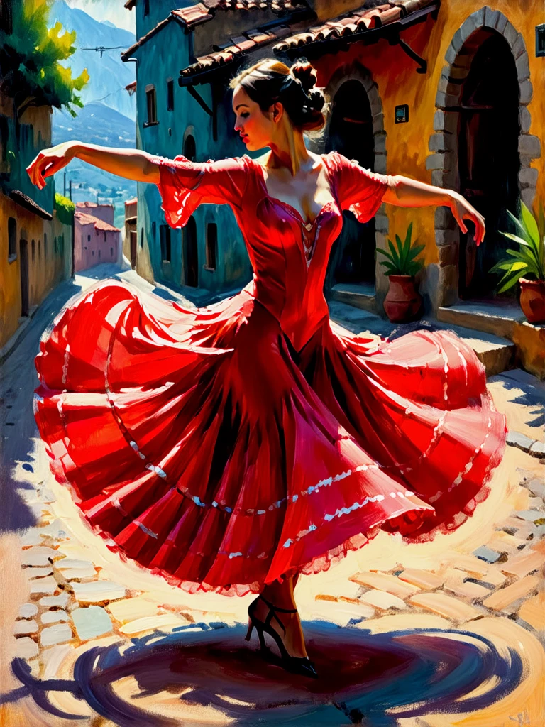 Oil painting style.
A Spanish dancer, filled with life.
pntrlyCE_style