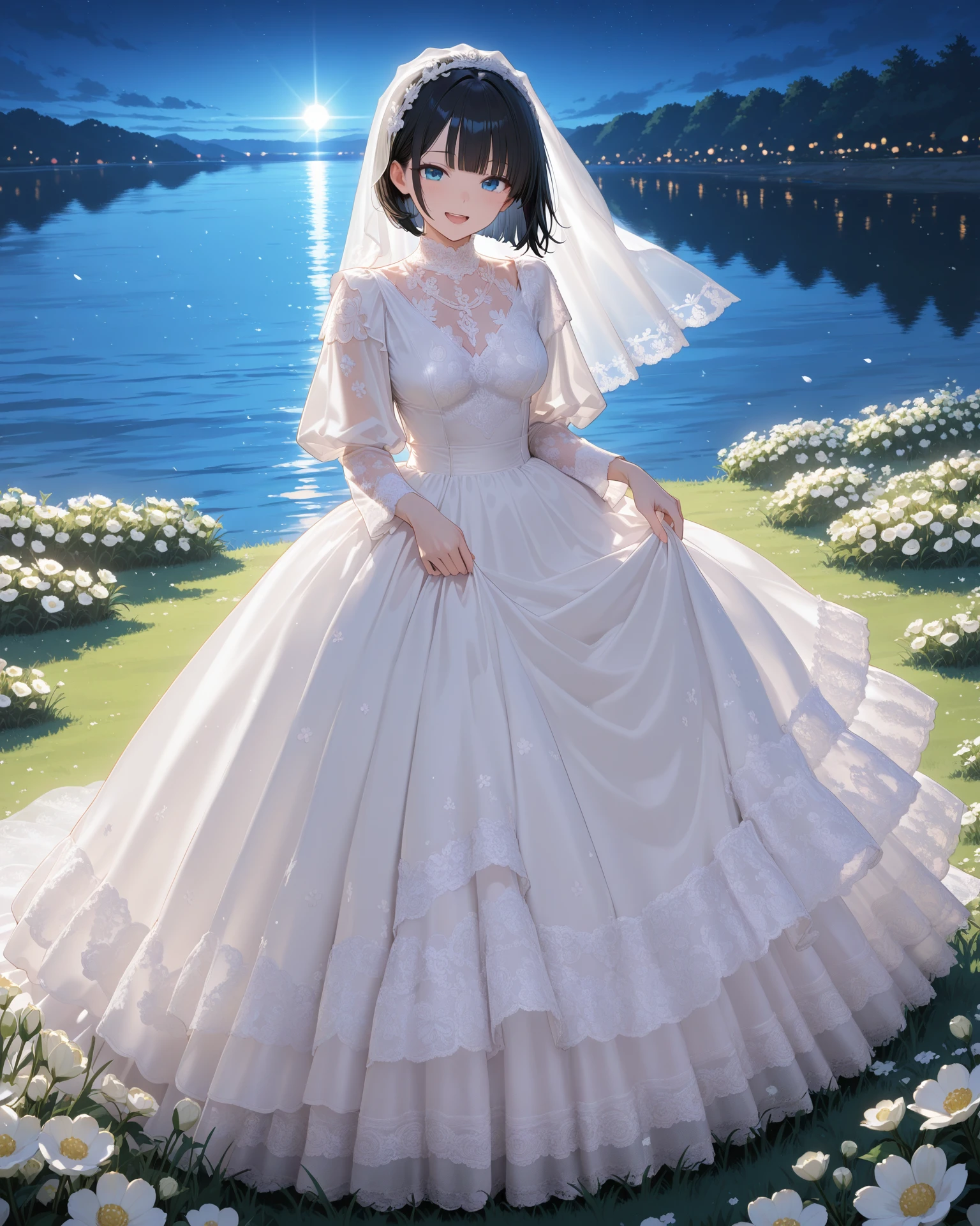 White sheer layered wedding dress v1.0