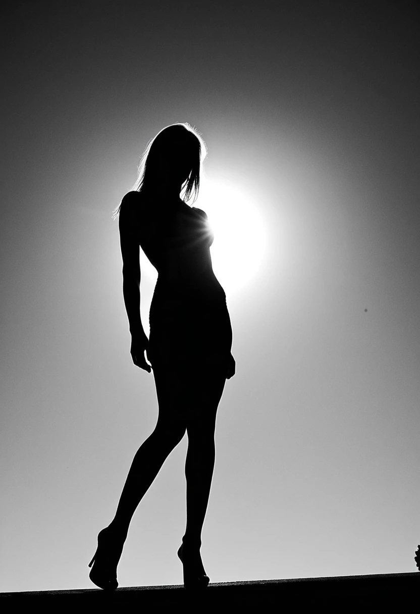 Silhouette Against Bright Background SDXL