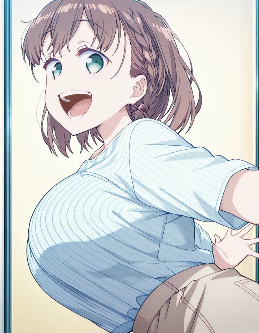 Tawawa on Monday (Getsuyoubi no Tawawa) (月曜日のたわわ) Vol 1 / Open Mouth Smile From Side - Poses booru