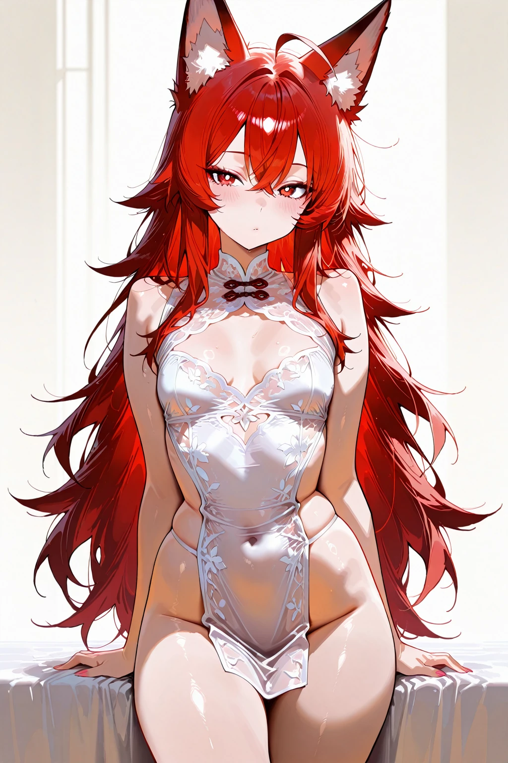 白色侧面镂空绑带连衣裙-（????）（cosplay）White side hollow-out strap dress - (?????? uniform) (cosplay) v1.0