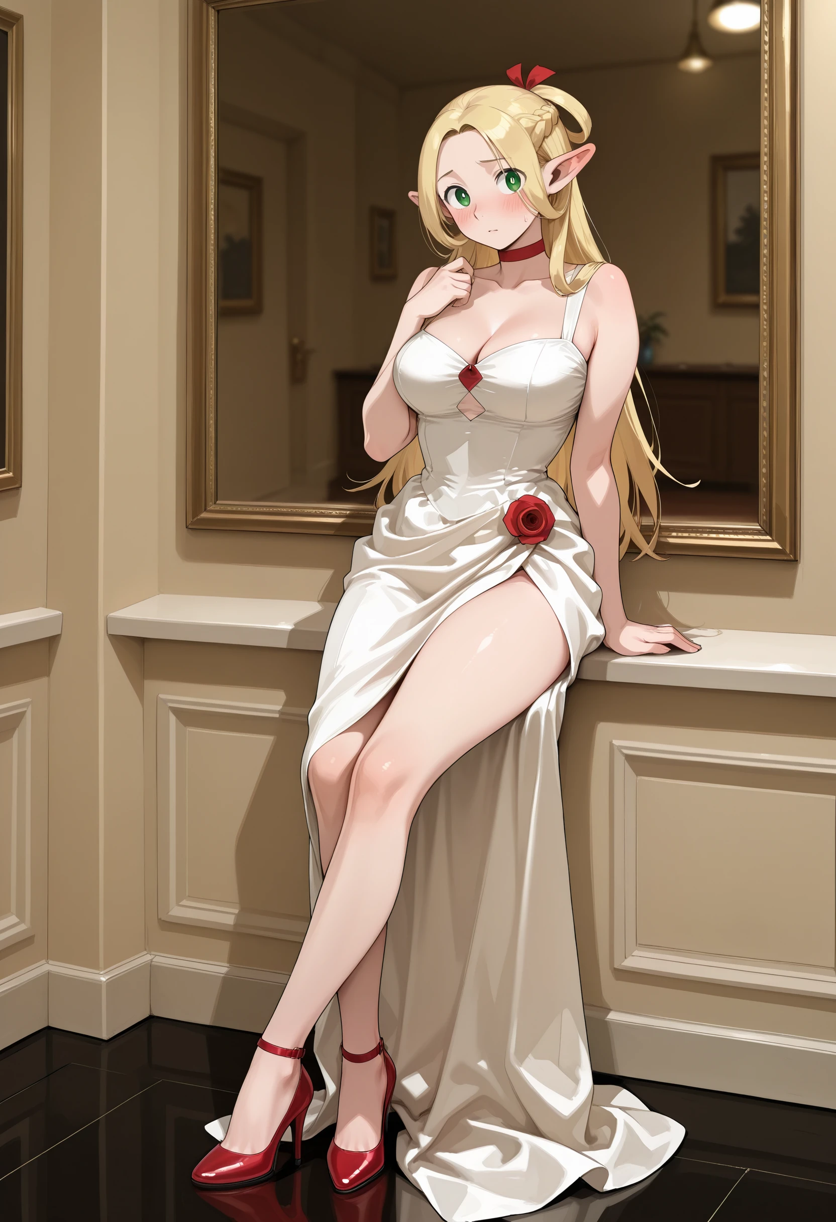 Rose Satin Wedding Dress illust