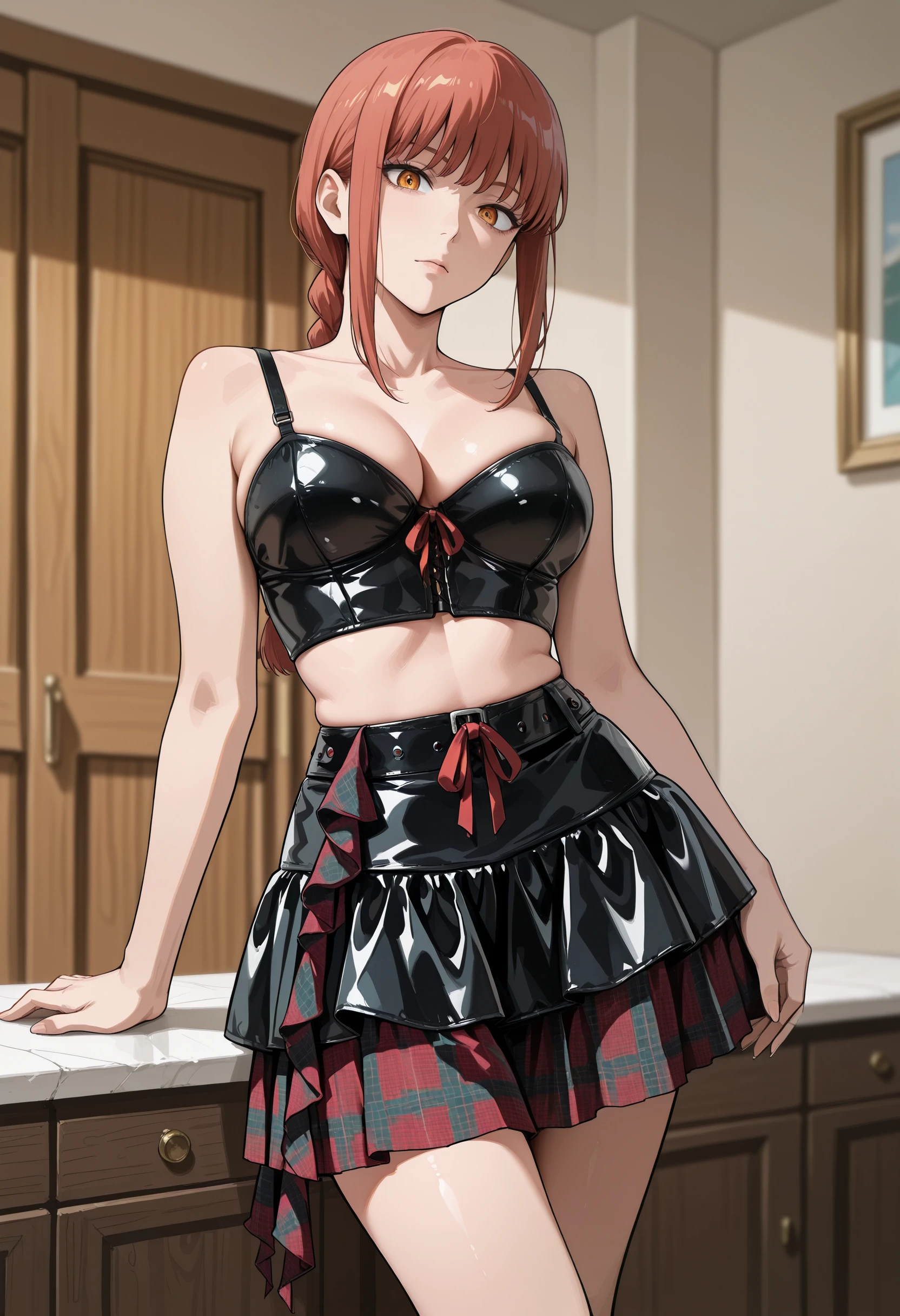 Punk Asymmetric Hem Mini Skirt illust