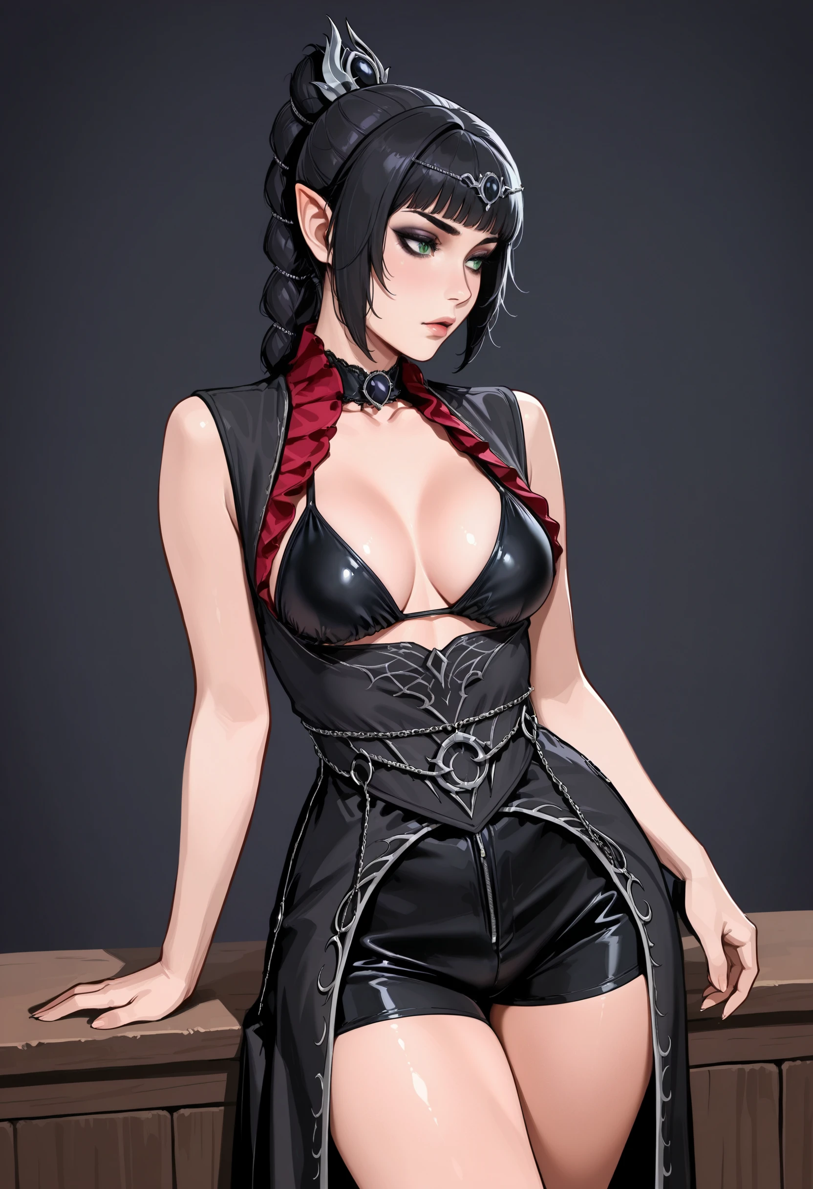 Y2K Gothic Contrast Dress illust