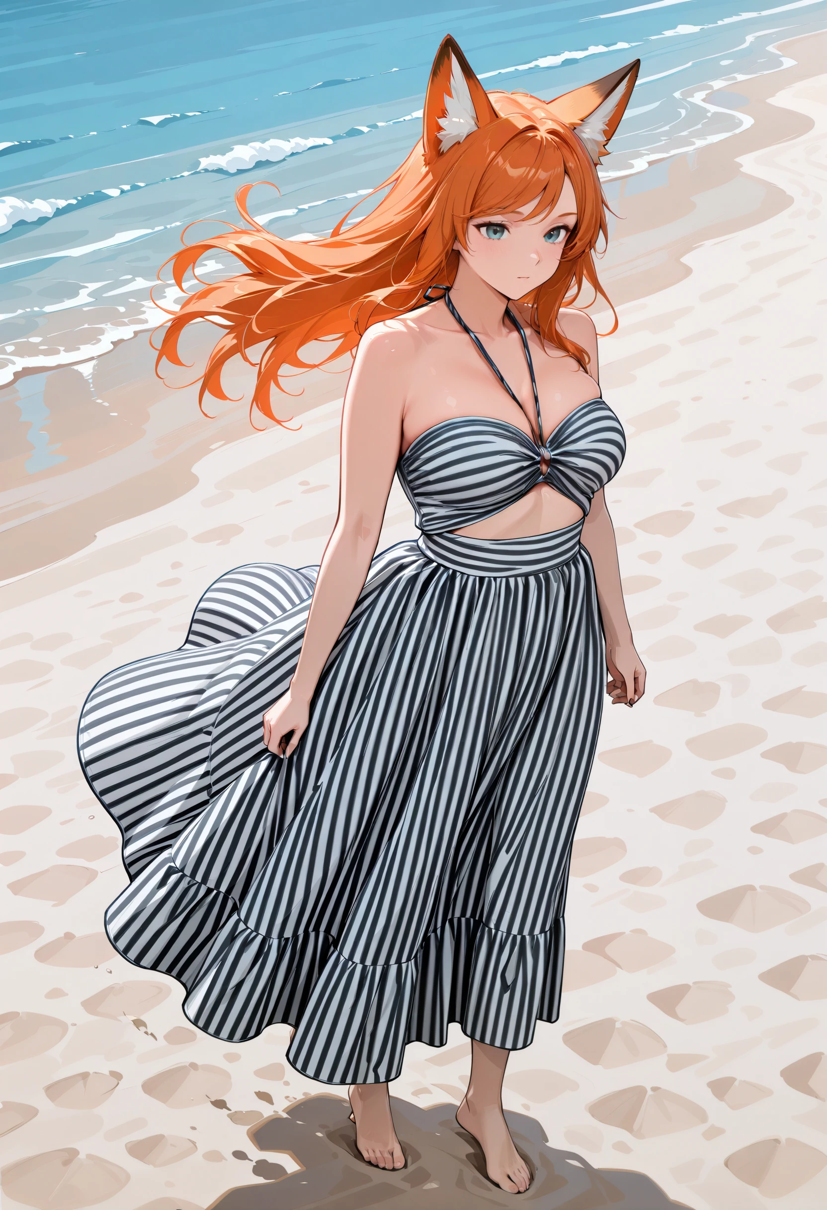 Striped Cutout Dress illust