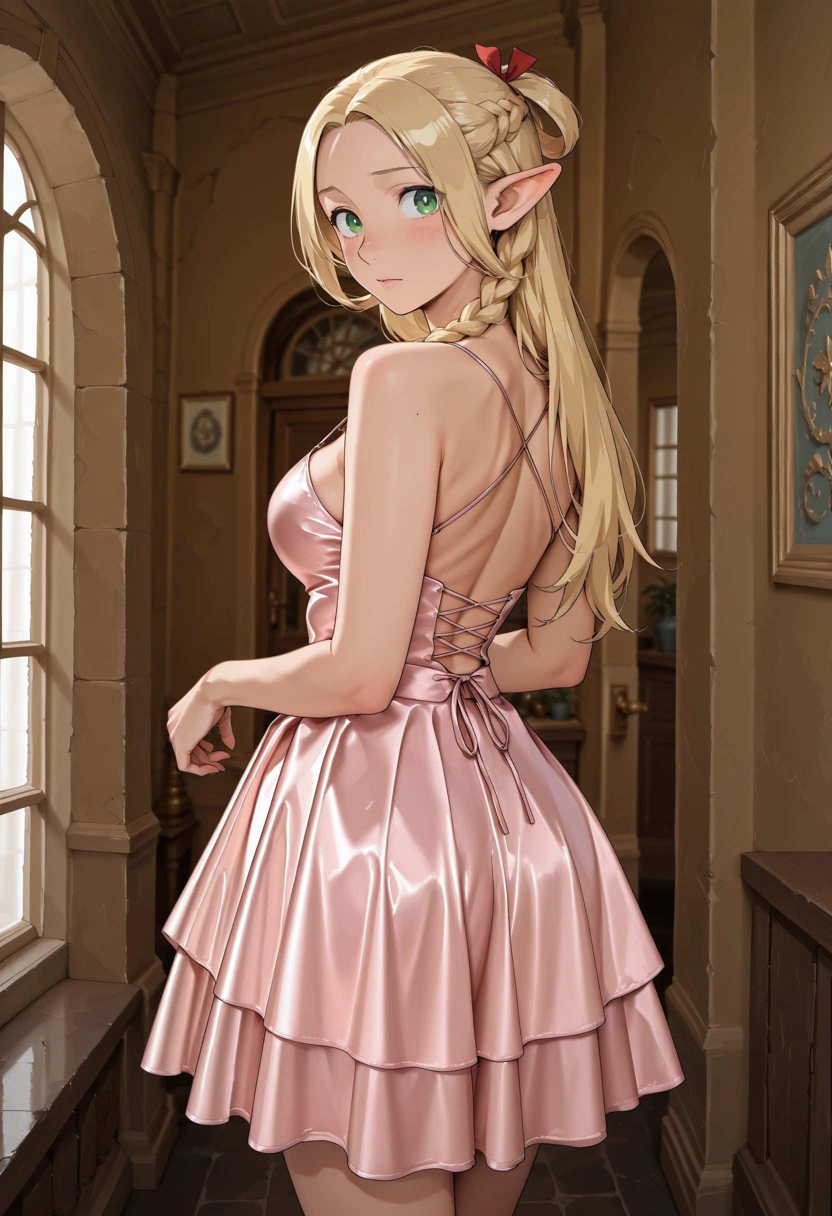 Satin Spaghetti Dress illust