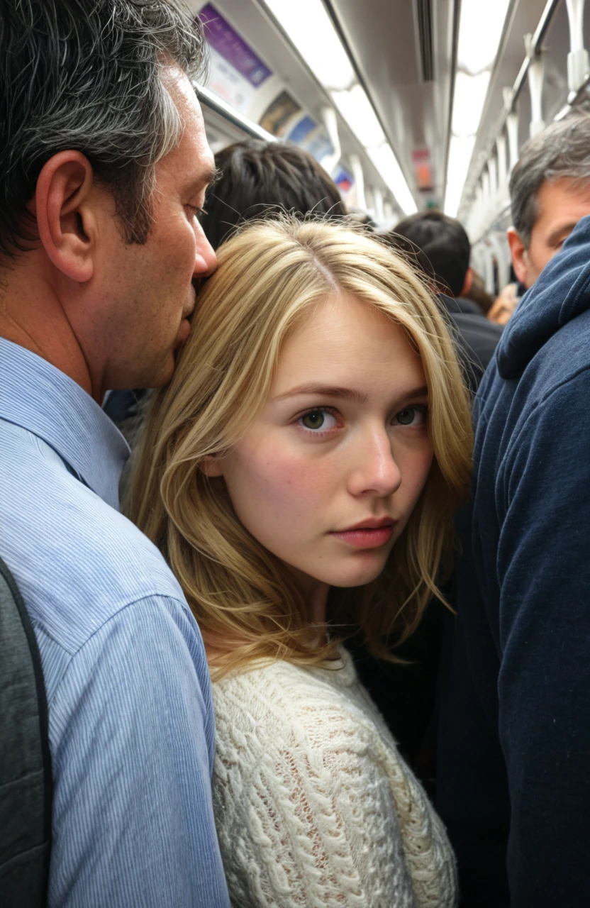 Standing Squeezed on Train SDXL