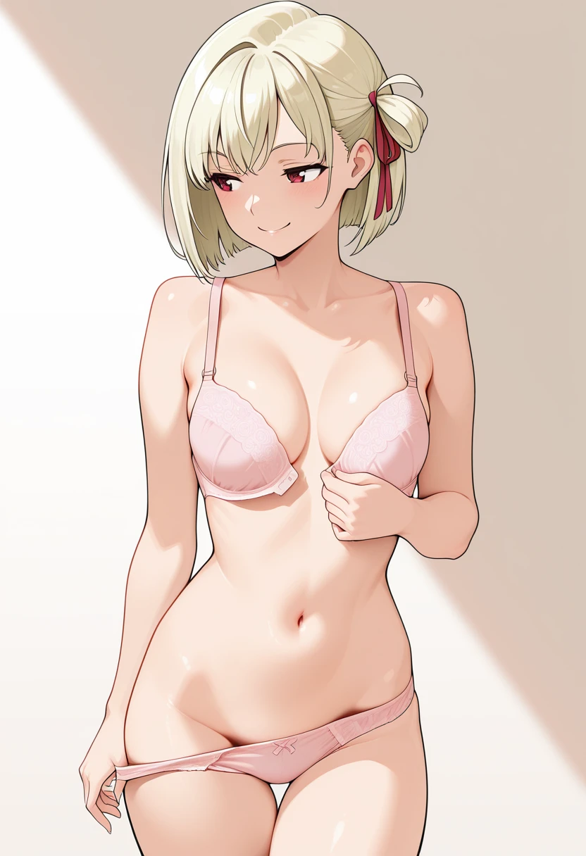 Unbutton bra by self. Removing bra. V1