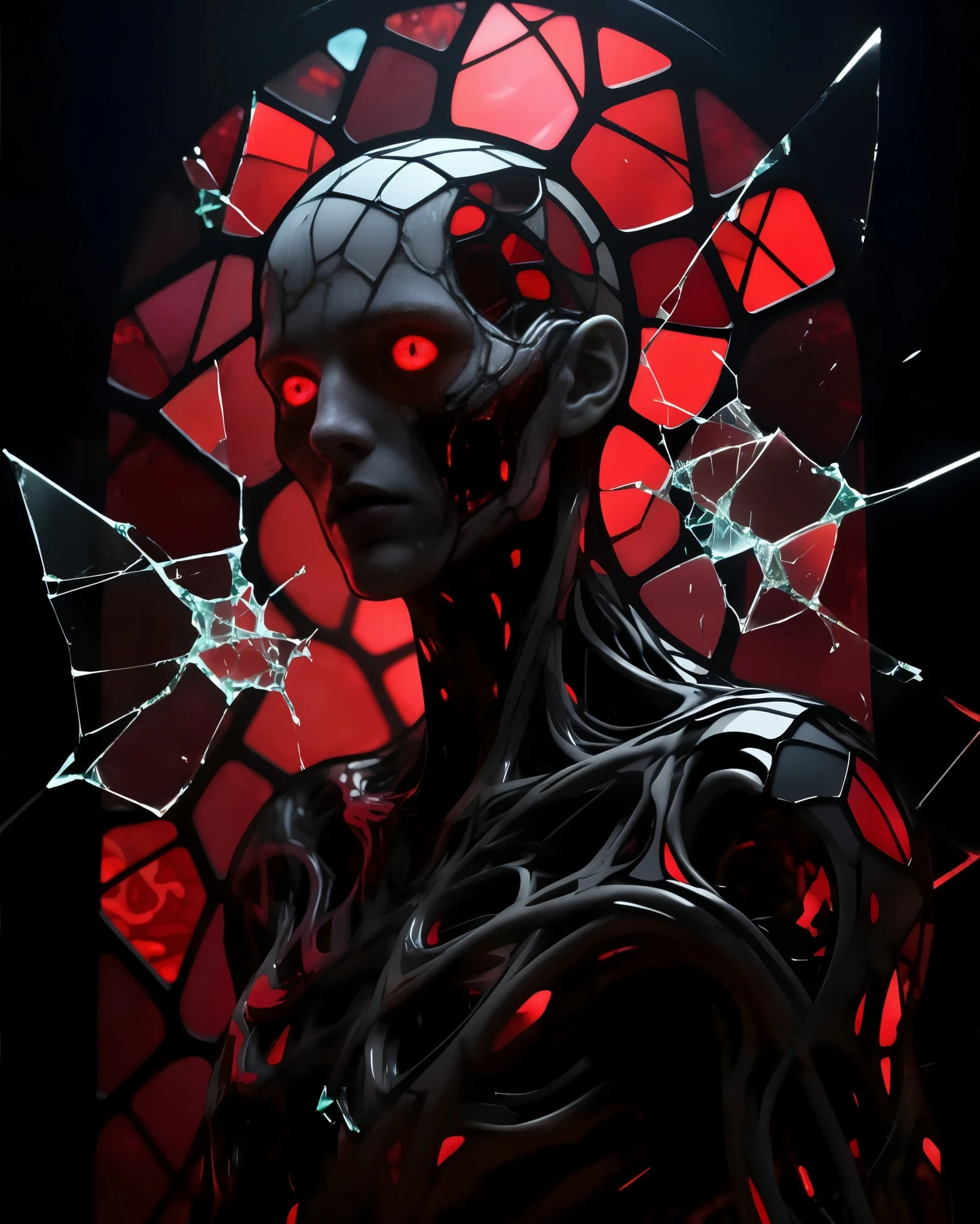 Stained Glass Art Style: Red Reverence Red Reverence