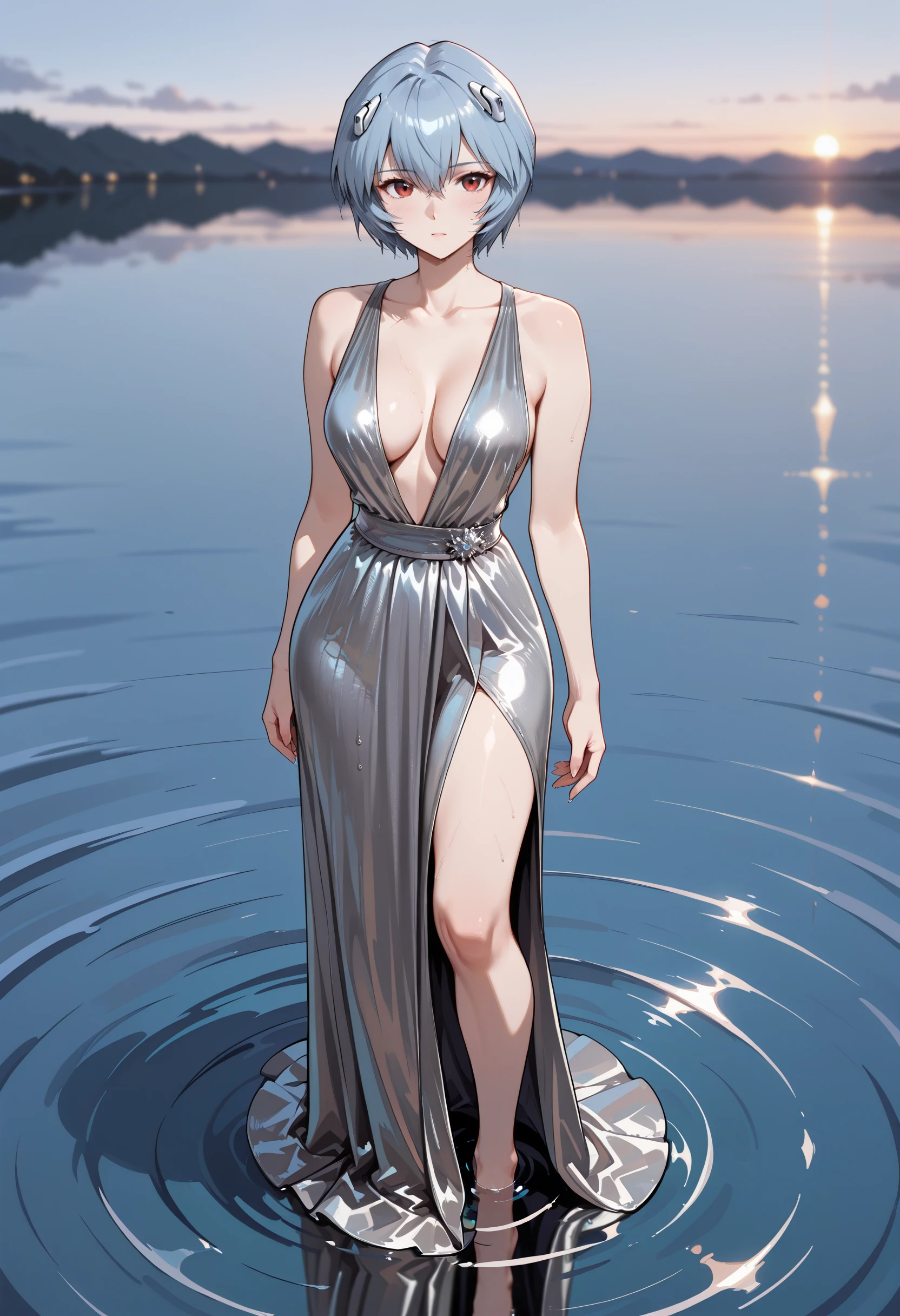 Deep Plunge Silver Gown illust