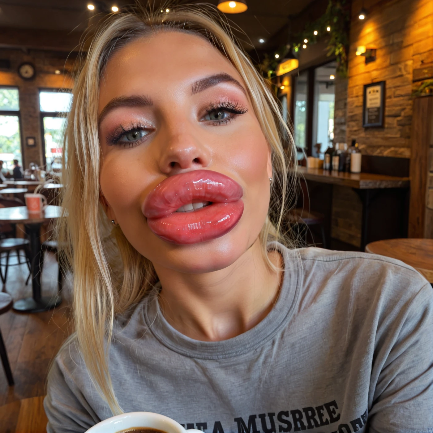 Huge fake lips/inflated bimbo lips Pony