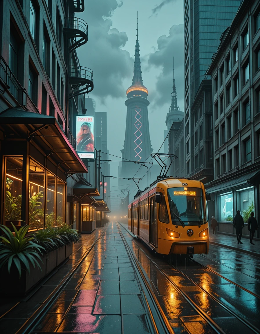 rainy cyberpunk city street illu v1.0
