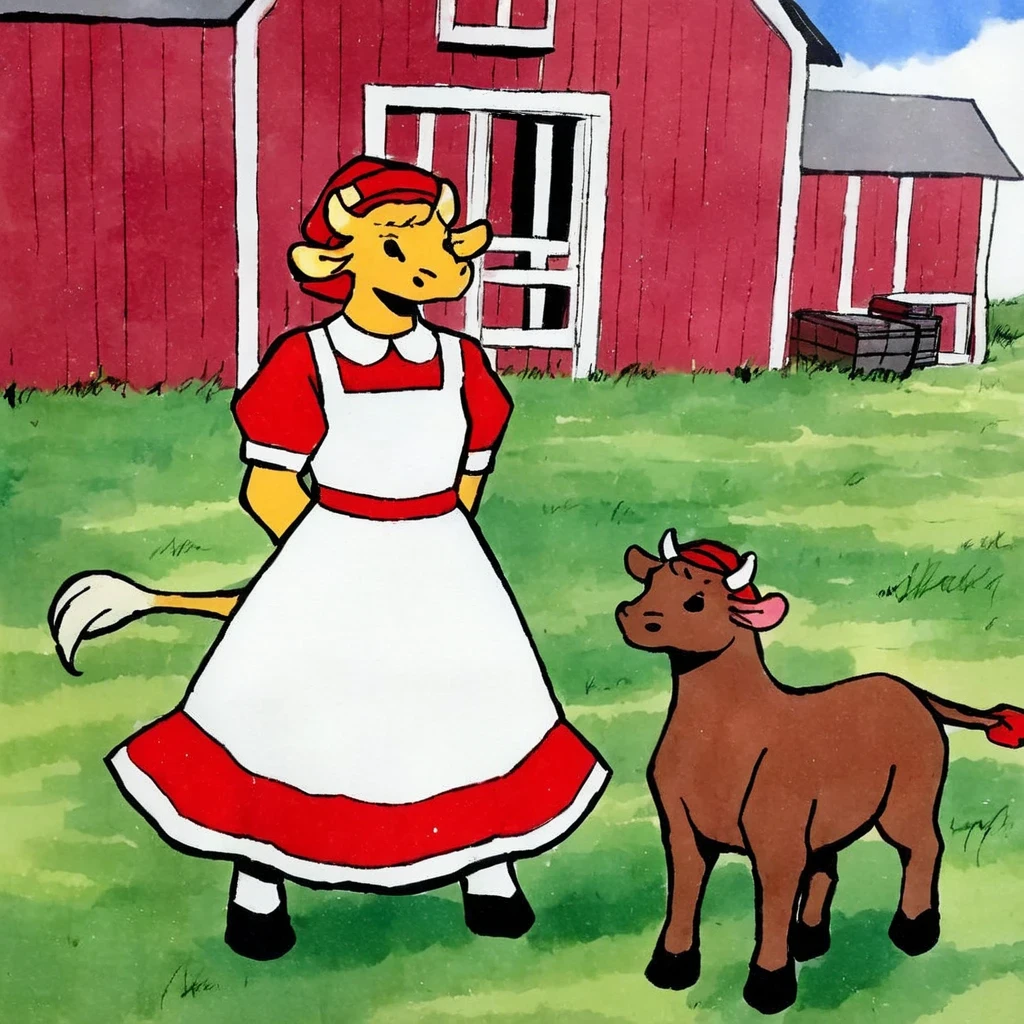 Frau Mu - Фрау Му (milk brand package logo mascot; Dutch milkmaid cap) v1.0