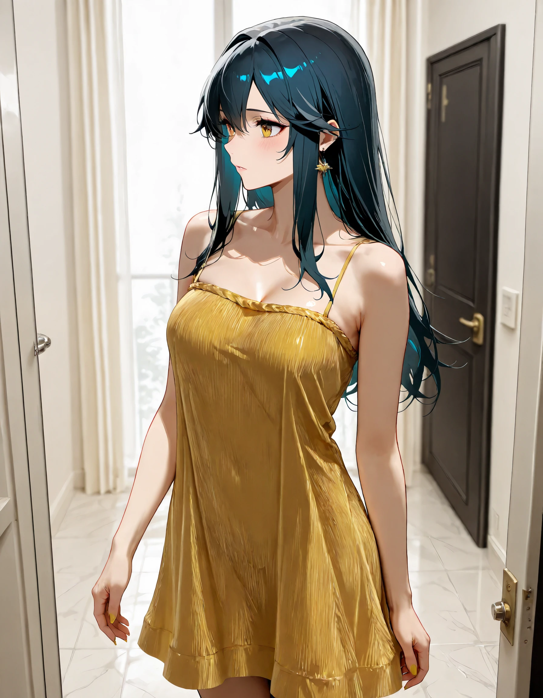 Plait Silky Dress illust
