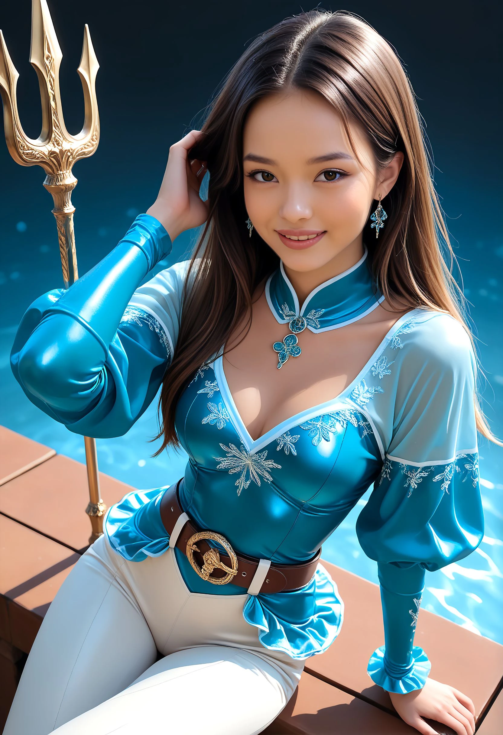 D058 Aquaman Dress with teal gradient hoodie V1 Illust