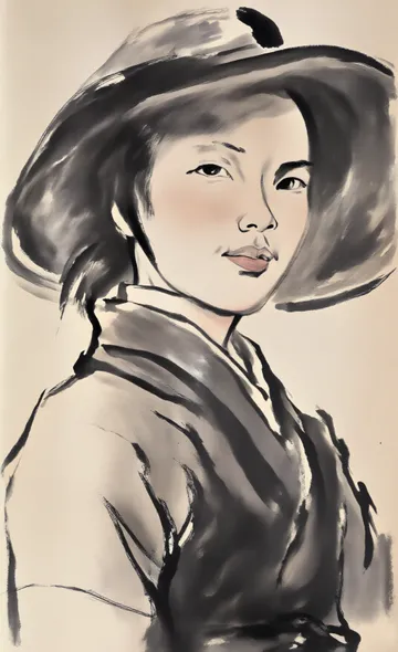 自作 日本画 水墨画 女性の肖像 Z-image 蒋兆和风格(JiangZhaoHe Style)水墨画(Ink wash painting)Lora